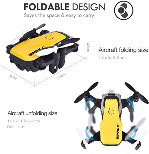 X300C Mini Drone with Camera 720P HD FPV, RC Quadcopter Foldable Drone With Altitude Hold, 3D Flip, Headless Mode, Gravity Control and 2 Batteries, Gifts for Kids, Adults, Beginner (Yellow)