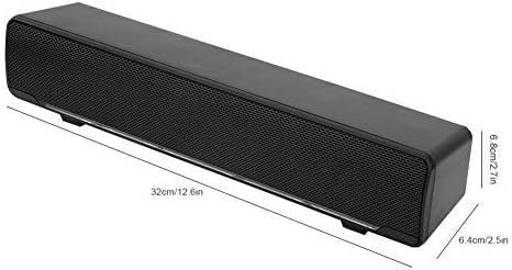 YaizK Mini Portable USB Wired soundbar Music Player Bass Surround Soundbox Speaker with 3.5 mm Audio Plug for Desktop, Laptop, TV, Smartphone, Tablet PC, MP3, MP4 and More(Black)