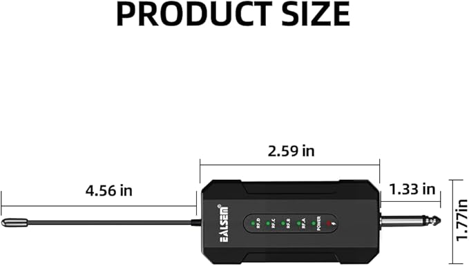 ES-384 4-CH UHF Wireless Lapel Microphone System - 164ft Range, Rechargeable Receiver, Plug-and-Play for Presentations - 4 Lapel Mics Included