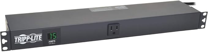 Tripp Lite Metered PDU, 15A, 13 Right-Angle Outlets (5-15R), 120V, 5-15P, 100-127V Input, 15 ft. Cord, 1U Rack-Mount Power (PDUMH15-RA) Black