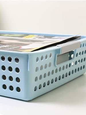 Turn in Trays Classroom, 4Pcs Paper Trays for Classroom, Book Baskets for Library, Drawers, Office, Home (New Blue)