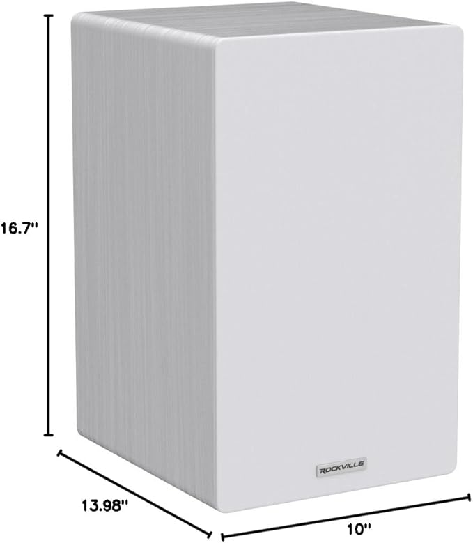 Rockville 2 RockShelf 68W 400w White 6.5" Home Theater Bookshelf Speakers/8 Ohm