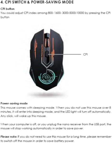 Wireless Gaming Mouse Bluetooth Mouse RGB Rechargeable 2.4G USB Cordless Computer Mice with 7 Color Backlit, 6 Buttons & Silent Click for Laptop, iPad, Mac OS, PC, Windows -Black