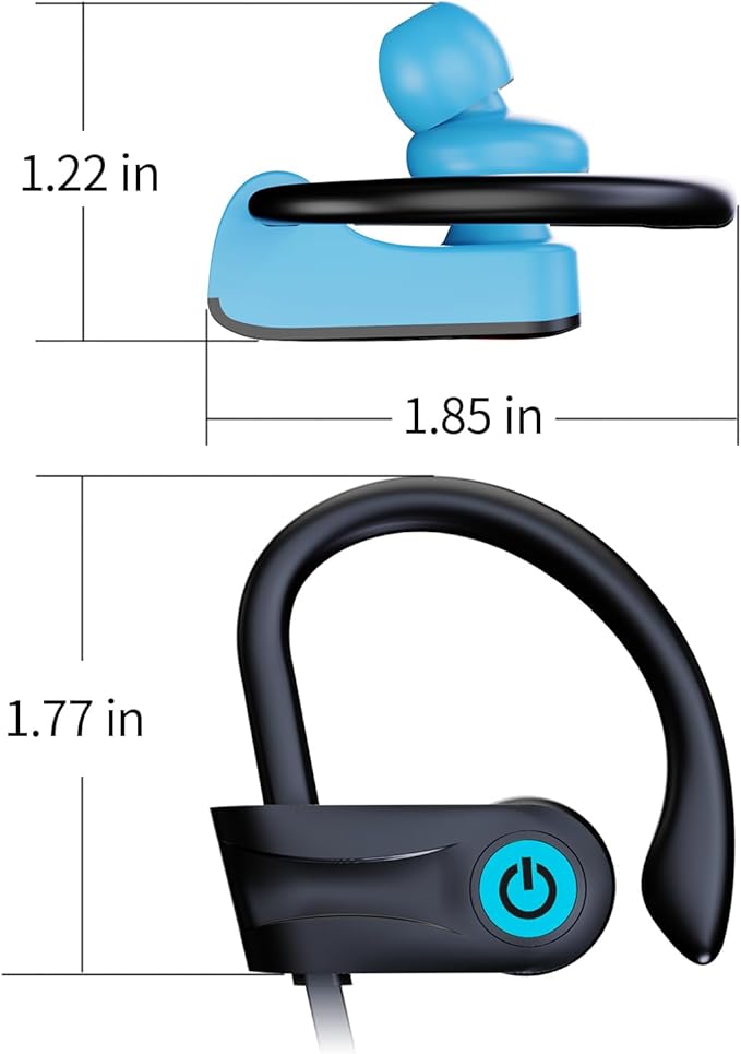 Boean Bluetooth Headphones, Bluetooth 5.3 Wireless Headphones with 16 Hours Playtime, Stereo Bass IPX7 Waterproof Over Ear Earphones for Workout and Sports Running