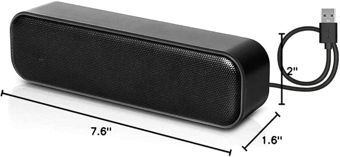 USB Computer Speakers,Laptop Speakers Wired USB Powered,Portable Mini Sound Bar PC Speakers for Windows PC,Desktop Computer,Laptops and Checkout Counter with Stereo Sound