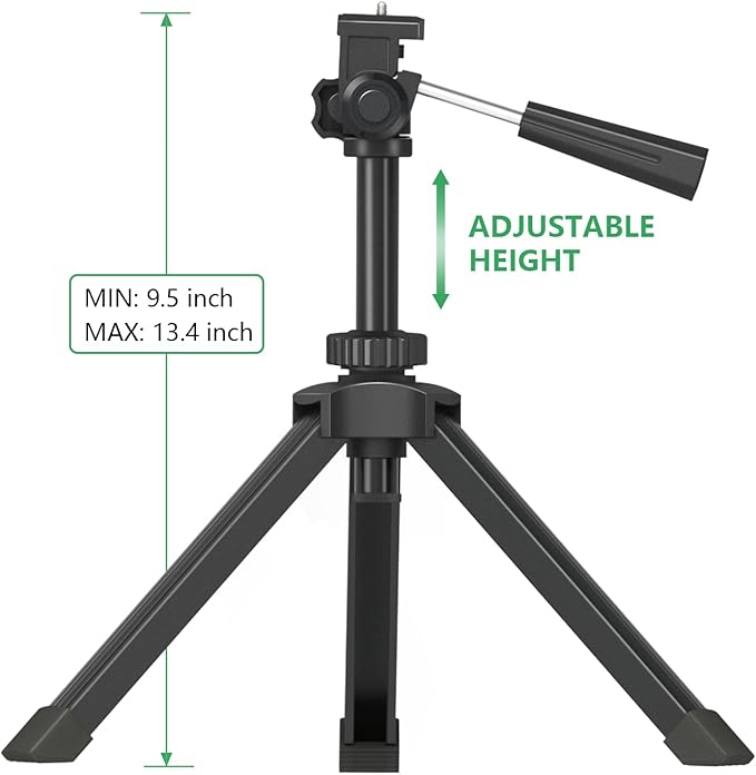 Compact Tabletop Tripod for Spotting Scope Monocular Camera Projector, Adjustable Tripod Stand with 1/4-20 Threads