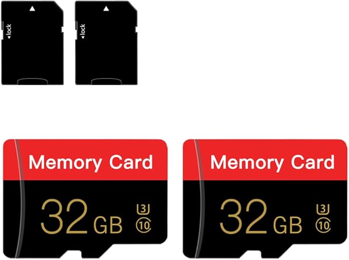 2 Pack Micro Memory Card 32 GB with Adapter, C10/U3/UHS-I/A1, TransFlash Card, TF Card for Camera, Smartphone, Tablet, Drone (Red 32GB *2)