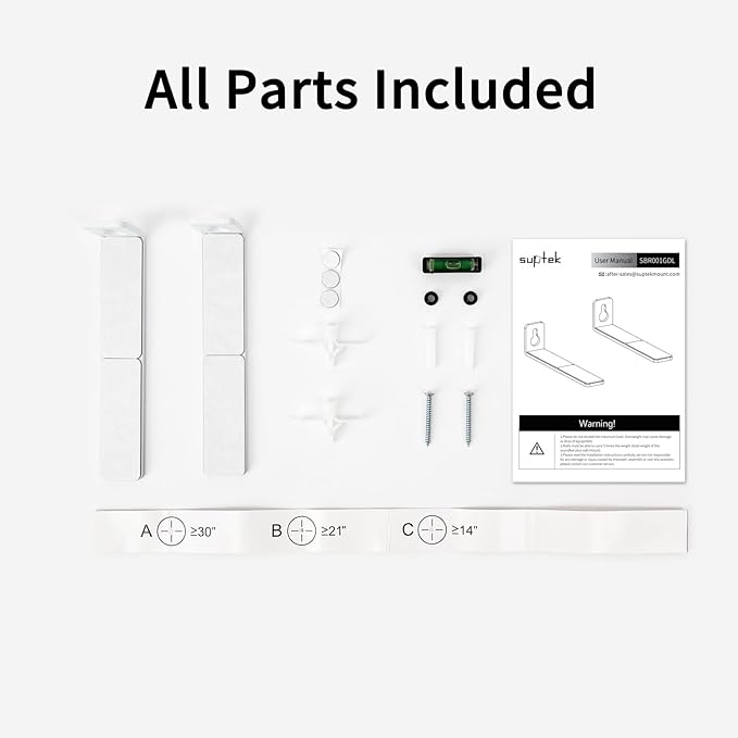 suptek Universal Soundbar Wall Mount Shelf – Wall Mount Bracket for Sony, Samsung, Vizio, LG, Sonos Sound Bars – Under TV Mounting, Space-Saving Design (SBR001GDLW)