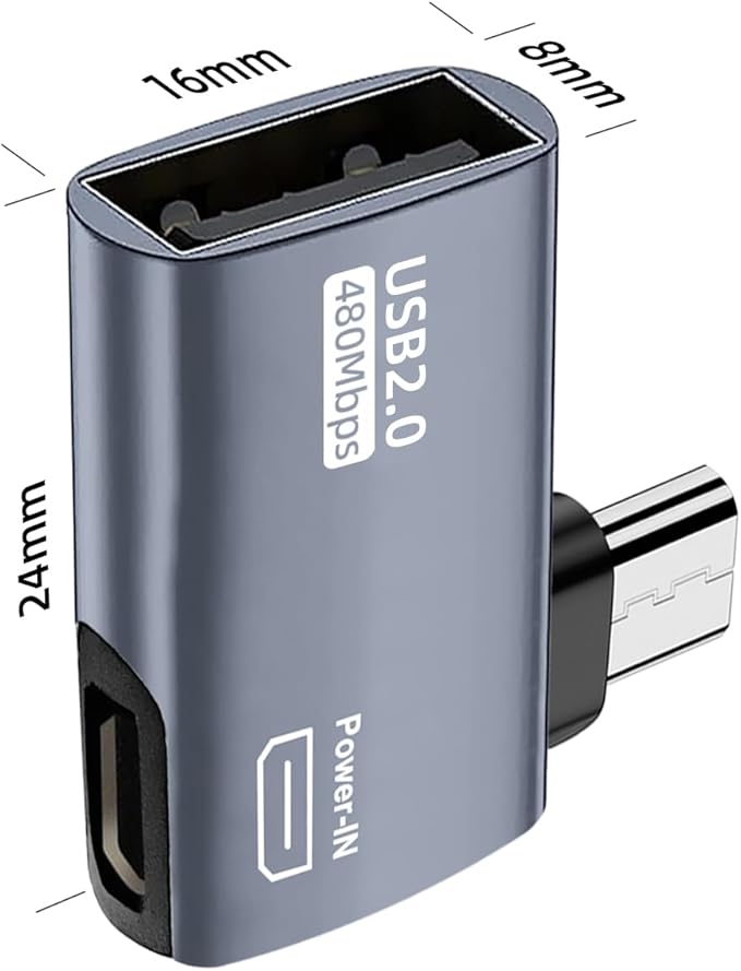 AreMe 4 Pack OTG Cable Adapter for Fire TV Stick 4K, 90 Degree Left and Right Angle Powered Micro USB to USB OTG Adapter for Android Phone Tablet and More Host Devices with Micro USB (Grey)