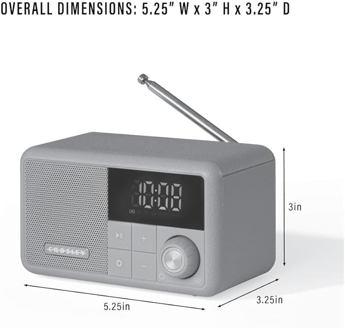 Crosley CR1121A-EB Cooper Retro AM/FM Radio, Portable Bluetooth Speaker with Aux Input and LED Display, Elemental Blue