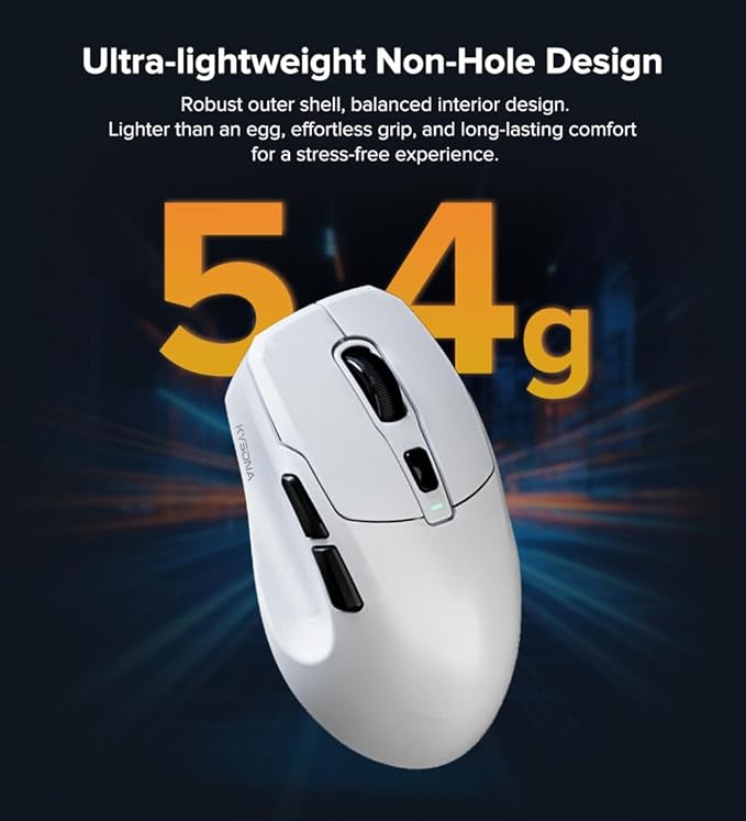 Wireless Gaming Mouse, 24000 DPI, 1K Polling Rate, Tri-Mode 2.4GHz/USB-C/Bluetooth Ergonomic Mouse, Web-Driven, 120 Hours Battery Life, Rechargeable Gaming Mice for PC/Mac/Tablet/Xbox, White
