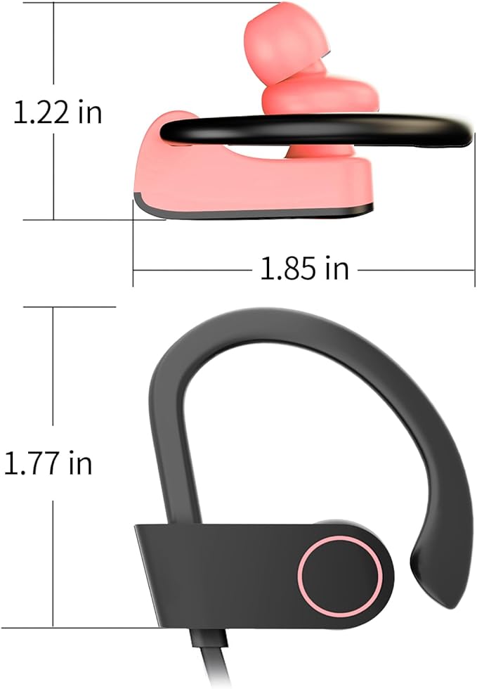 JOYWISE Bluetooth Headphones, Wireless Headphones 16H Playtime Wireless Earbuds with Mic Stereo in-Ear Earphones, IPX7 Waterproof Sports Ear Buds Sound Isolation Headsets for Running, Workout Pink