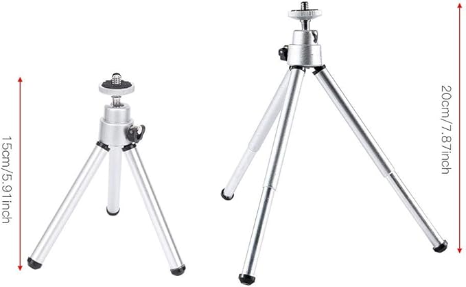 Keenso 3Pcs Universal Foldable Aluminium Alloy Stoving Varnish Mini Antishake Telescopic Tripod Telescoping Tripod Stand Monocular Telescope Camera Tripod