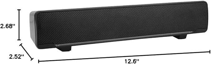 Bewinner USB Wired Soundbar, 3.5mm Stereo Soundbar Music Player Bass Surround Sound Box for Desktop Laptop TV Smartphone Tablet PC MP3 MP4, Portable Subwoofer Home Audio Speakers(Black)