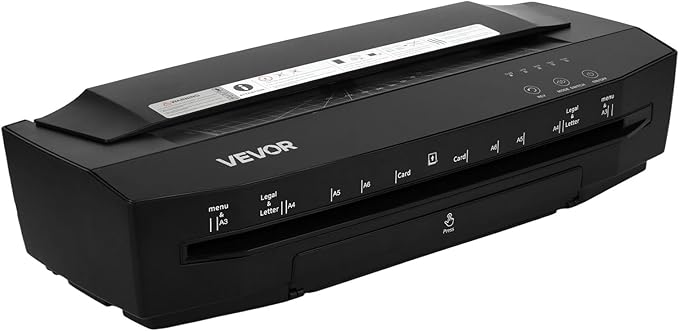VEVOR Laminator Machine, Cold and Hot Laminator for Max A3 Paper Size, 1 min Quick Warm Portable Laminator, 3-10 mil Thickness, Ideal for Home, Office, Business, or School Supplies, Black