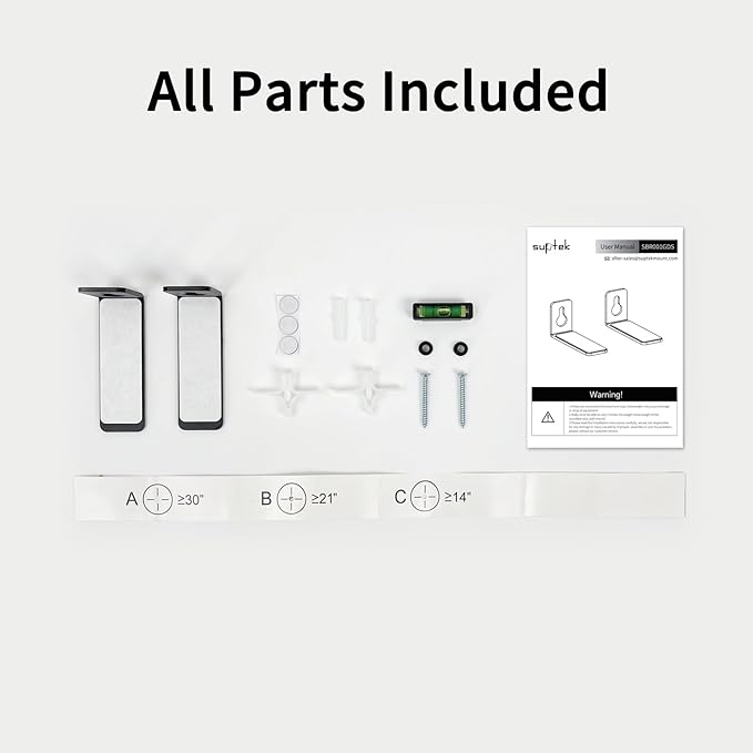 suptek Soundbar Wall Mount Shelf – Wall Mount Bracket for Sony, Samsung, Vizio, LG, Sonos Sound Bars – Under TV Mounting, Space-Saving Design (SBR001GDSB)