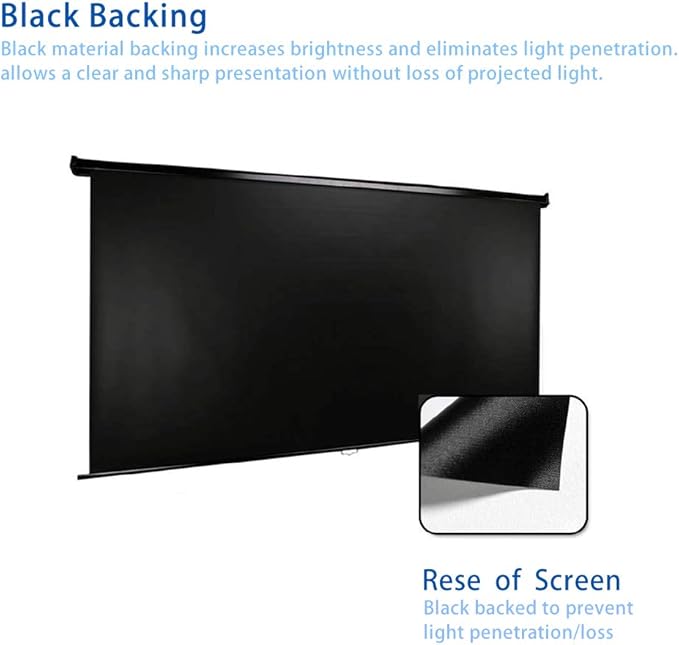 Kayle 110" Motorized Projector Screen Electric Diagonal Automatic Projection HD Movies Screen for Home Theater Presentation Education Outdoor Indoor W/Remote Control and Wall/Ceiling Mount (Black)