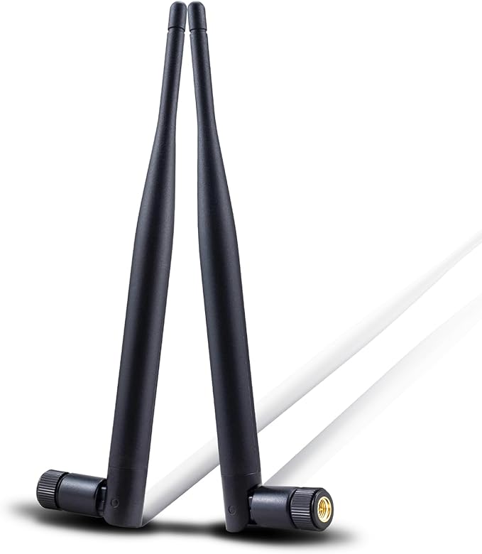 WiFi 6 / 5G Router Antennas, Dual Band 5GHz 8dBi High-Gain MIMO SMA Male (Inner pin) Omni Antennas (2-Pack) for Routers, Gateways, WiFi Cards, Security Cameras, Kaunosta