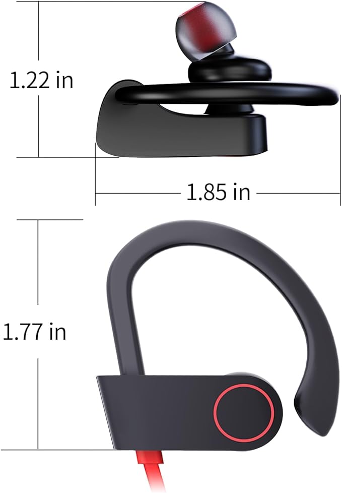 JOYWISE Bluetooth Headphones Wireless Earbuds 16H Playtime Wireless Headphones IPX7 Waterproof Bluetooth 5.3 Running Ear Buds with Mic Stereo in Ear Earphones Sound Isolation for Workout, Sports Red