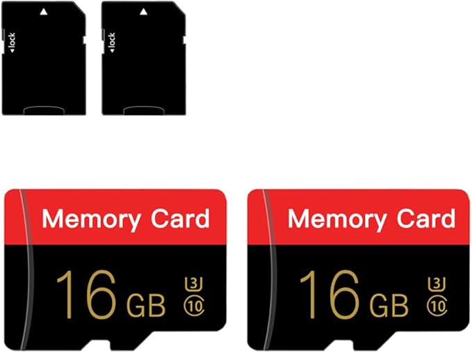 2 Pack Micro Memory Card 16 GB with Adapter, C10/U3/UHS-I/A1, TransFlash Card, TF Card for Camera, Smartphone, Tablet, Drone (Red 16GB *2)