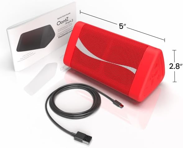 Oontz Upgraded Angle 3 Portable Bluetooth Speaker 5.0-10W Sound, 14-Hr Battery, 100ft Wireless Range, IPX5 Water-Resistant, Budget Small Speaker for Travel, Party, Outdoor or Home (Coca-Cola Red)