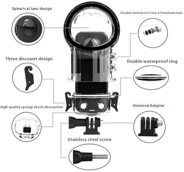 Waterproof Housing Case for Insta360 X5,50M Dive Case Protective Underwater Shell with Bracket Mount Adapter Accessories