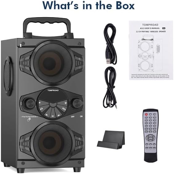 Portable Bluetooth Speakers 60W Big Powerful Wireless Loud Stereo Bass Sound Boombox Home Party Speaker with Subwoofer, FM Radio, LED Colorful Lights