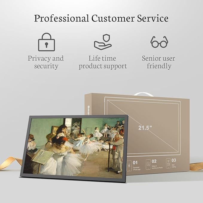 BSIMB Large Digital Picture Frame 21.5 Inch, 1920x1080 FHD WiFi Digital Photo Frame Electronic 32GB Remote Control, Share Pictures/Videos via App/USB/SD Easy Setup Gifts for Mom(Non-Touch), Black