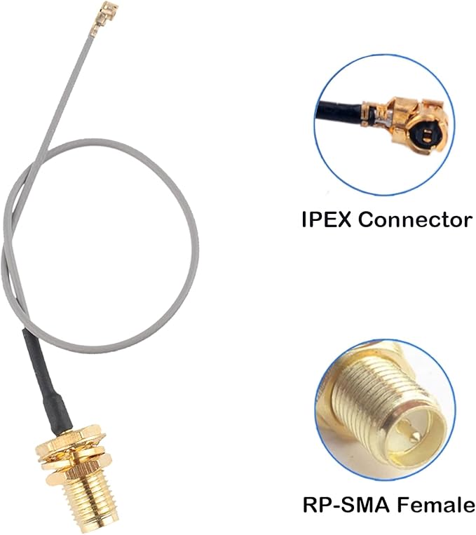 WiFi Antenna Dual Band 2.4GHz 5.8GHz 12dBi RP-SMA Male Antenna 20cm+U.FL IPX IPEX to RP-SMA Female Cable RG1.13 for WiFi Router Wireless Adapter Network Card Security Camera(Pack of 4)