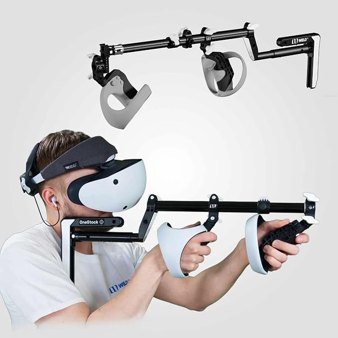 WIELD VR Gun Stock for Quest 2, 3, 3S, Pro & with Silicone Grips - OneStock Pro - with Premium Tactical Sling & Grip Height Module - VR Accessory for Shooting Games - OneStock Pro