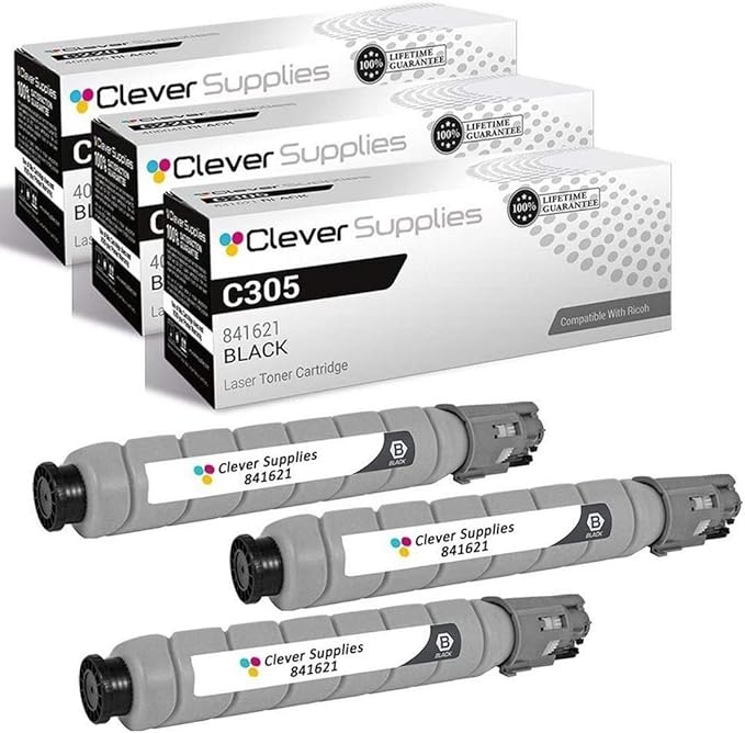 CS Replacement Toner Cartridge Compatible with Ricoh C305 841621 Black Color Laser Aficio MP C305 Aficio MP C305SPF 3 Black Set