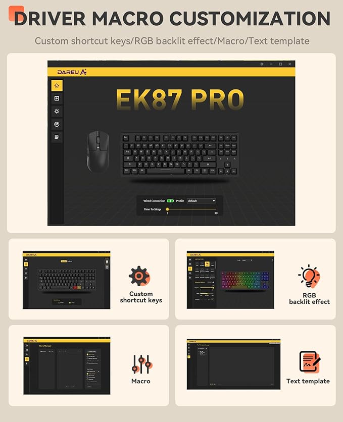 DAREU EK87PRO 80% Wireless Mechanical Gaming Keyboard,TKL Tri-Mode RGB Keyboard with Hot-Swappable,PBT Keycaps,Gasket Mount,6-Layer Padding for Win/Mac