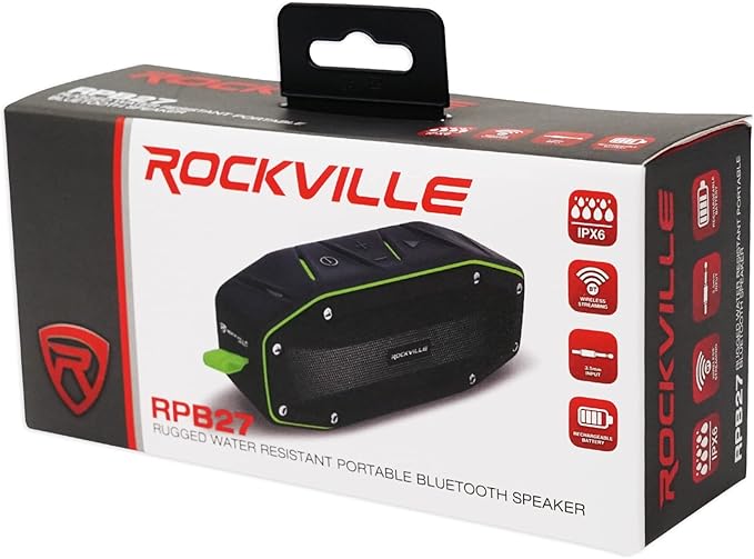 Rockville RPB27 20w Rugged Portable Waterproof Bluetooth Speaker w Bumping Bass!