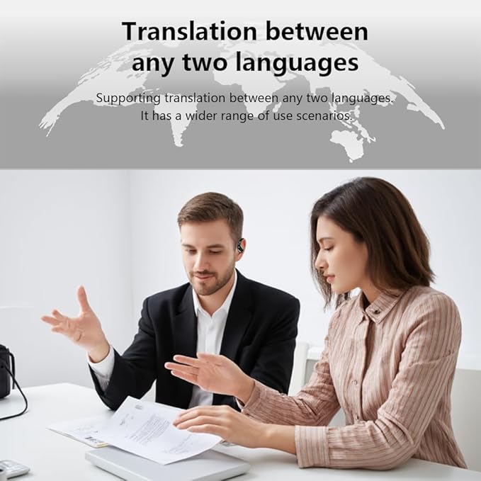 Ai Translator Earbuds Translation Headphones Real-Time 144 Languages with Online & Offline Adjustable Ear-Hook 36H Playtime Perfect for Travel & Business