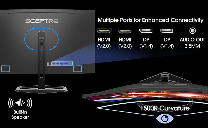 New Curved 27 inch Gaming Monitor 240Hz Plus FreeSync DP HDMI Build-in Speakers, Machine Black 2025