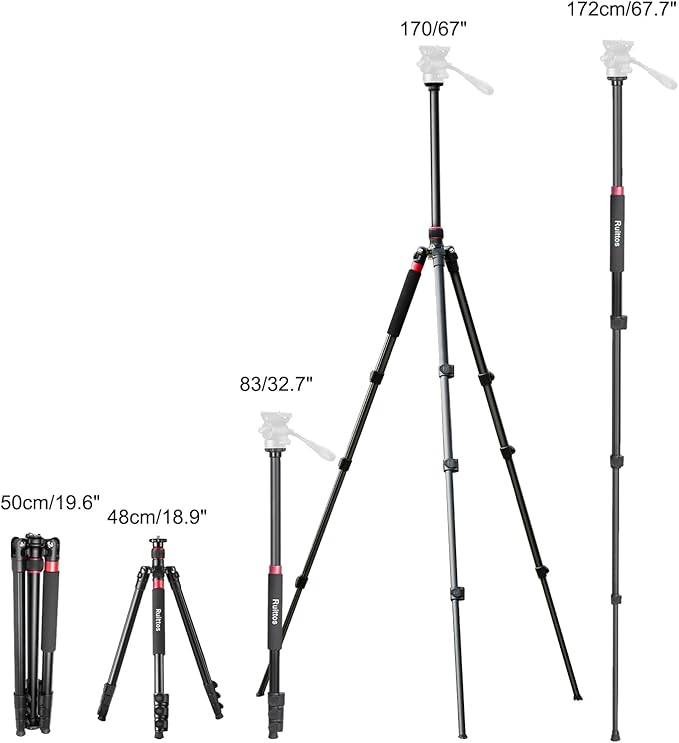 Camera Tripod, 70" Video Tripod Without Head, Aluminum Heavy Duty Tripod with Carry Bag, Professional Camera Tripods & Monopods, Compatible with Canon, Sony, DSLR, Camcorder 33lbs (TM70)