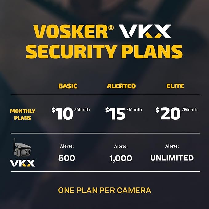 Vosker VKX Solar Powered 4G-LTE Outdoor Cellular Security Camera - No WiFi Needed, Motion Activated, Night Vision, SIM Card Included, On-Demand Mode - 15s Video Clips, IP65 Weather-Resistant