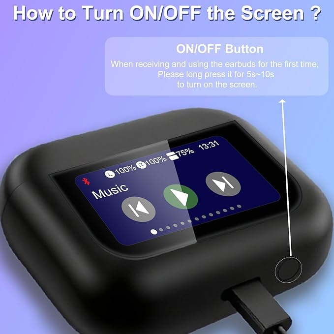 Wireless Earbuds, Earphones Wireless Bluetooth 5.4 In Ear Headphones, 40H Hifi Sound ANC Noise Canceling Earbuds, Touch Screen Ear Buds Multifunctional Headsets for Android/IOS Work Gym Sports (Black)