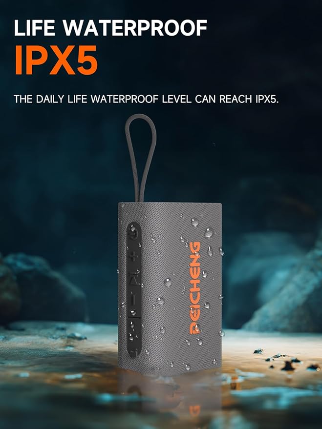 Speaker, Portable Wireless Bluetooth Speakers, Waterproof Loud Stereo Sound with RGB Lights TWS Paire Long Playtime for Home/Party/Outdoor, Electronic Gadgets (1PCS, Gray)