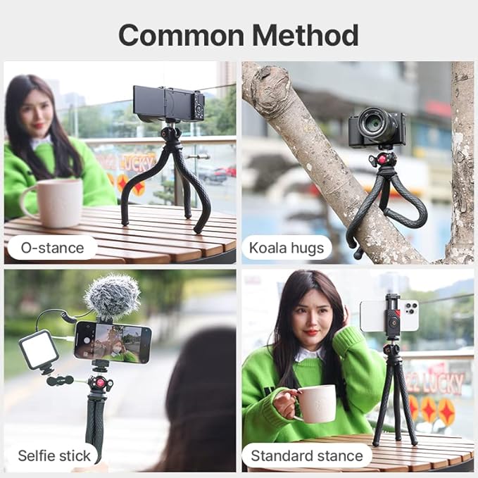 ULANZI FT-01 Phone Tripod with Holder, Mini Camera Flexible Tripod Stand with Cold Shoe Mount, 1/4'' Screw for Magic Arm, Universal for iPhone 17 16 15 Pro Max XS Max Samsung Canon Nikon Sony Cameras