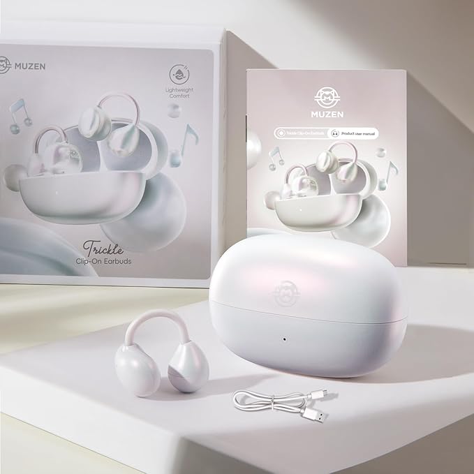 MUZEN Open Ear Headphones, Trickle 4g Lightweight Wireless Bluetooth 5.4 Clip On Earbuds with 38H Playtimes, Fit Comfort Sport Ear Clip Earbuds, Hi-Fi Earphones for Fintness Running Workout