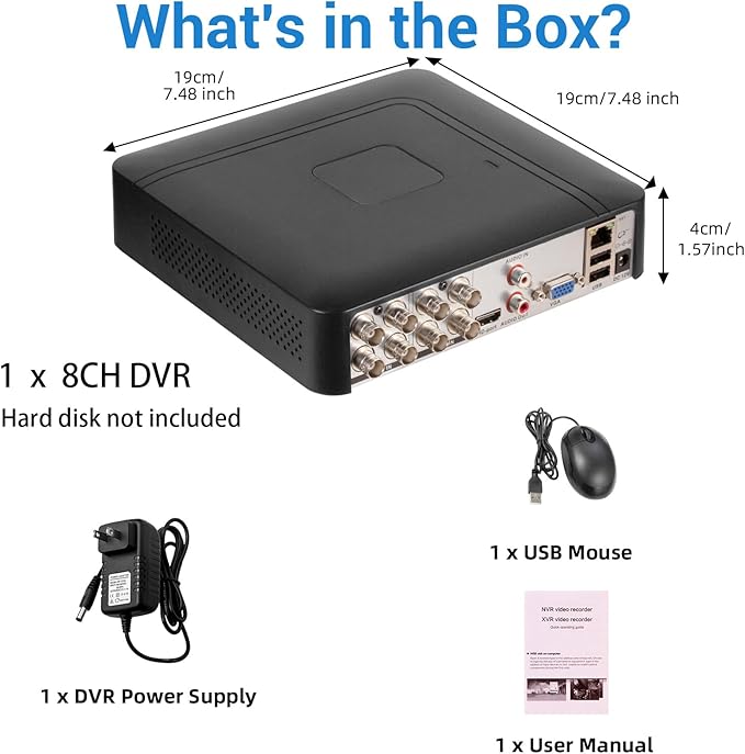 1080P 8CH Surveillance DVR Recorder H.265+ Standalone 6-in-1 CCTV Digital Video Recorder 8 Channel DVR for Security Camera Home Surveillance System, Mobile APP & PC Remote (No Hard Drive)
