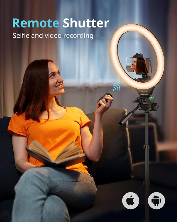 UBeesize 12'' RGB Selfie Ring Light with 62’’ Tripod Stand for Video Recording&Live Streaming(YouTube, Instagram, TIK Tok), Compatible with Phones, Cameras and Webcams