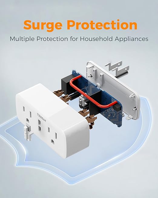TESSAN 2 Pack Smart Plug, WiFi Smart Outlet with Dual Sockets, Compatible with Alexa and Google Home, Remote Control Outlet with Timer Function, Voice Control, Surge Protection, 2.4GHz WiFi Only