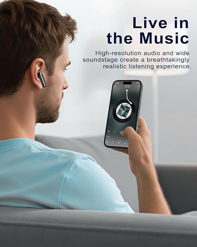 kurdene Wireless Earbuds Bluetooth Headphones,Bluetooth 5.4, 48H Long Playtime Ear Buds with Mics for Clear Calls, Deep Bass Stereo, in-Ear Earphone for iPhone Andriod Phone