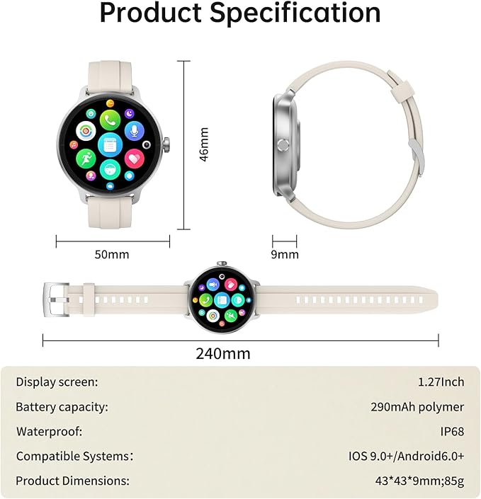 Smart Watch for Men Women(Answer/Make Calls), Smartwatch Built-in AI Voice, 1.27" HD Fitness Tracker with Heart Rate/Sleep/Step/SpO2 Monitor, 100+ Sports Modes, IP68 Waterproof Watch for Android iOS