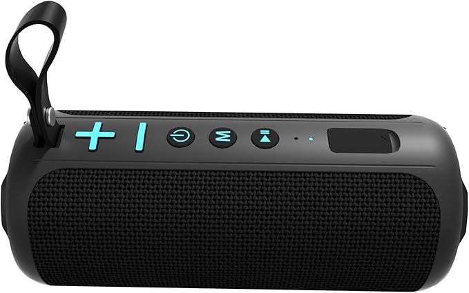 Portable Bluetooth Speakers, Multifunctional 20W Outdoor Waterproof High-Power Bluetooth Speaker with Dual Speakers, Bass Boost, IPX6 Water Resistance, RGB Lighting, & 2400mAh Battery (Black)