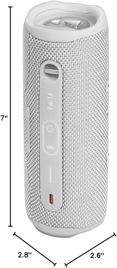 JBL Flip 6 - Portable Bluetooth Speaker, powerful sound and deep bass, IPX7 waterproof, 12 hours of playtime, JBL PartyBoost for multiple speaker pairing for home, outdoor and travel (White)