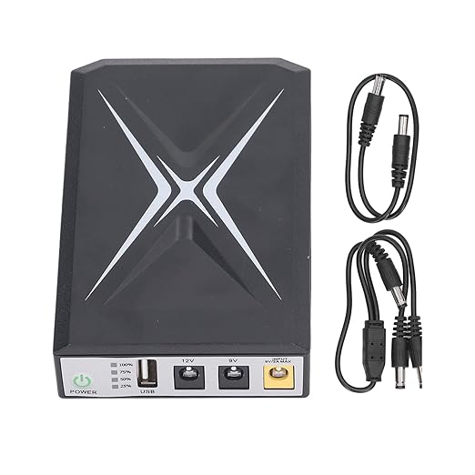 10400mAh Mini UPS Battery Backup, Uninterruptible Power Supply with 2 Inputs, Supports 9V 12V DC Inputs, Multiple Intelligent Protections for Security Camera, Router, and