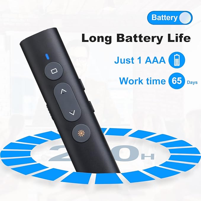 USB-A/USB-C Presentation Clicker for PowerPoint Presentations Pointer, Wireless Presenter Remote, Google Slide Advancer Projector Smart Board Slideshow PPT Clicker for Mac/Laptop/Computer/Office